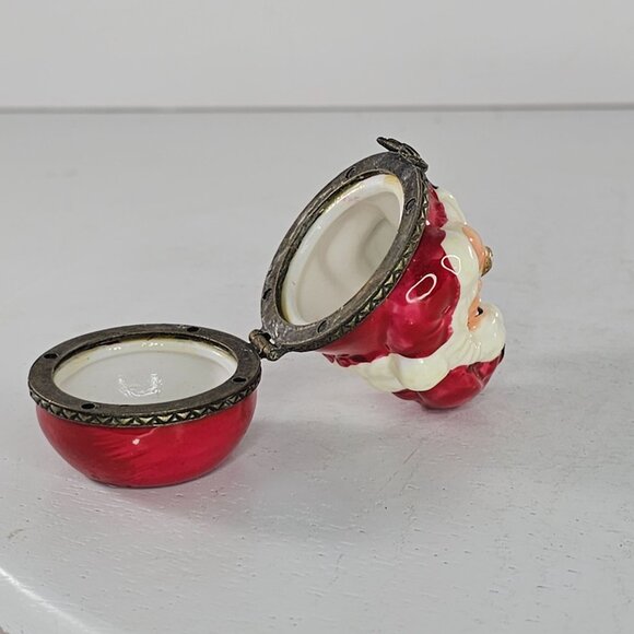 Vintage Santa Claus Trinket Box Ceramic Christmas Decor Holding Tree - Picture 6 of 8